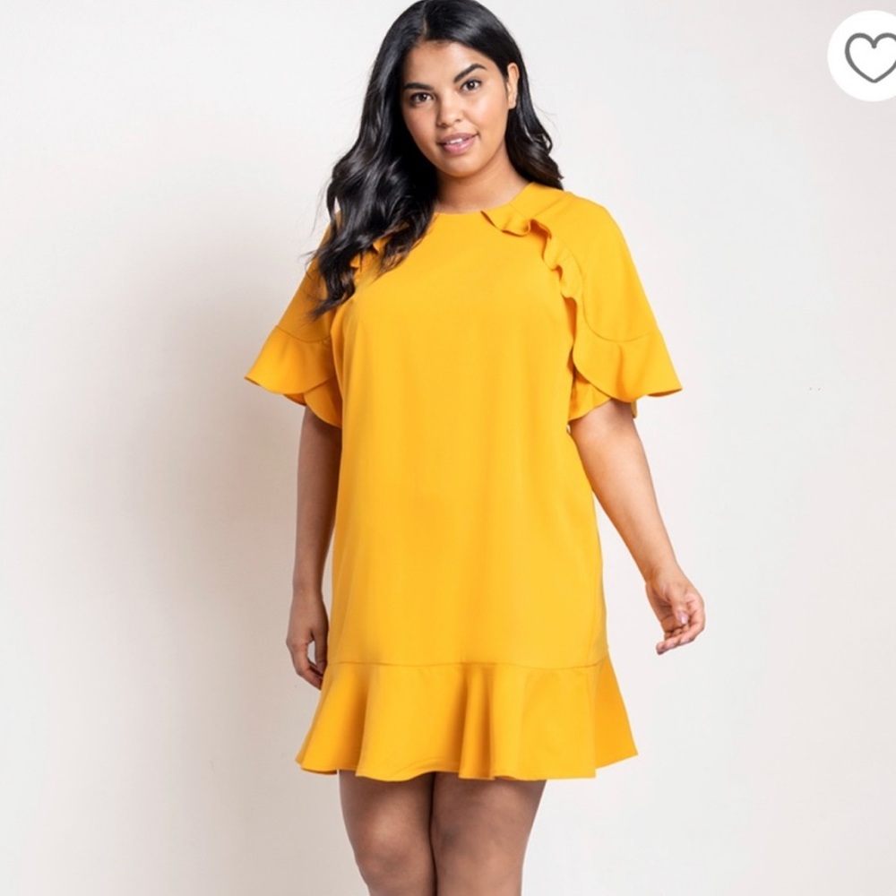 NWT Eloquii Ruffle Detail Yellow Dress sz 26
